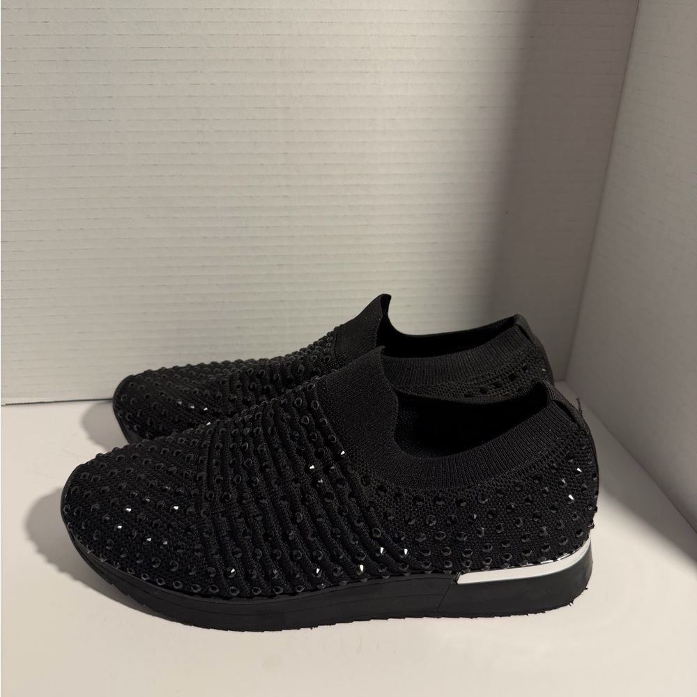 Kenneth Cole Reaction Black Embellished Slip-On Knit Sneakers